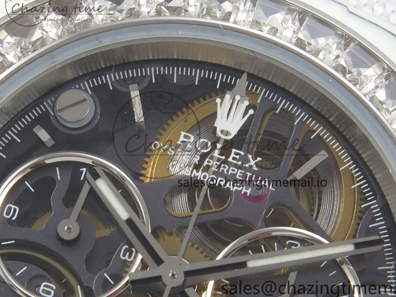 MiroTime 0110 Daytona Cosmograph White Carbon MPF Best Blaken Skeleton Dial on White Nylon Strap A FreshLook 314